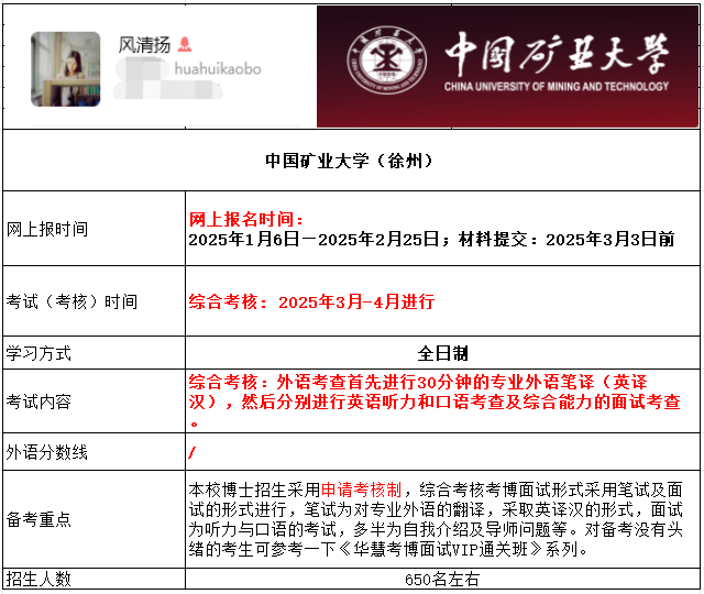 2026年考博中国矿业大学(徐州)考博报名时间、考试内容及备考重点