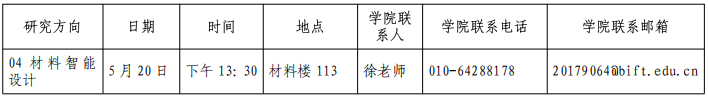 北京服装学院2026年材料设计与工程学院博士研究生综合考核(复试)安排