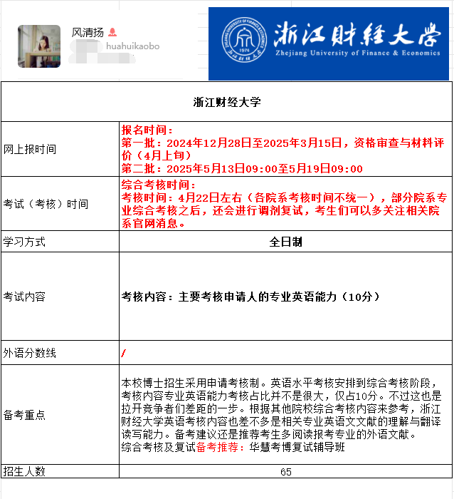 浙江财经大学2025年考博报名时间、考试内容及备考重点