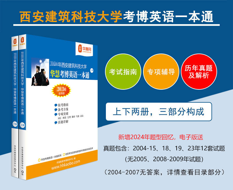 华慧2027年西安建筑科技大学华慧考博英语一本通04-24年真题解析题型回忆