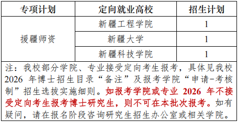 南京大学关于2026年援疆师资博士专项招生计划报名工作的通知
