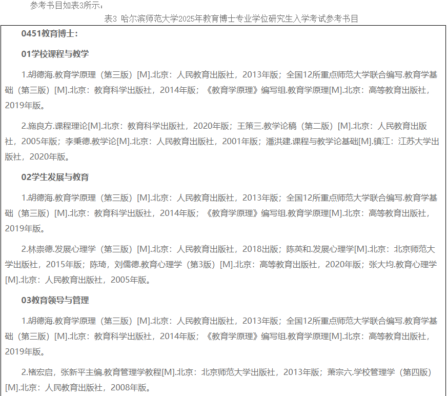 哈尔滨师范大学2025年教育博士专业学位研究生招生简章