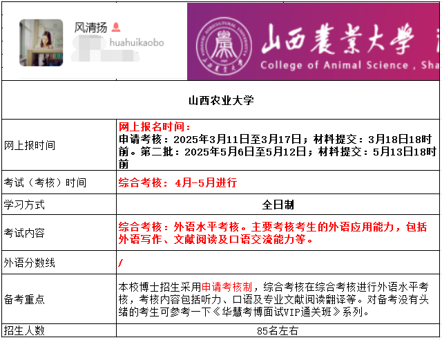 2026年考博山西农业大学考博报名时间、考试内容及备考重点