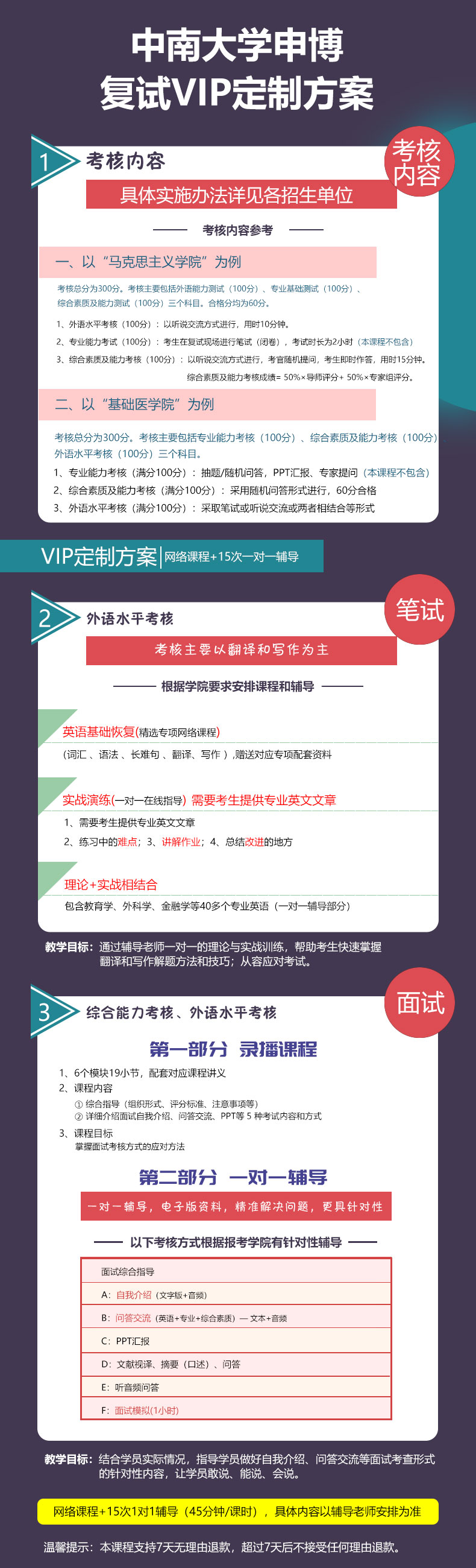 中南大学博士申请考核制复试指导课8次一对一辅导 专业笔试+综合面试