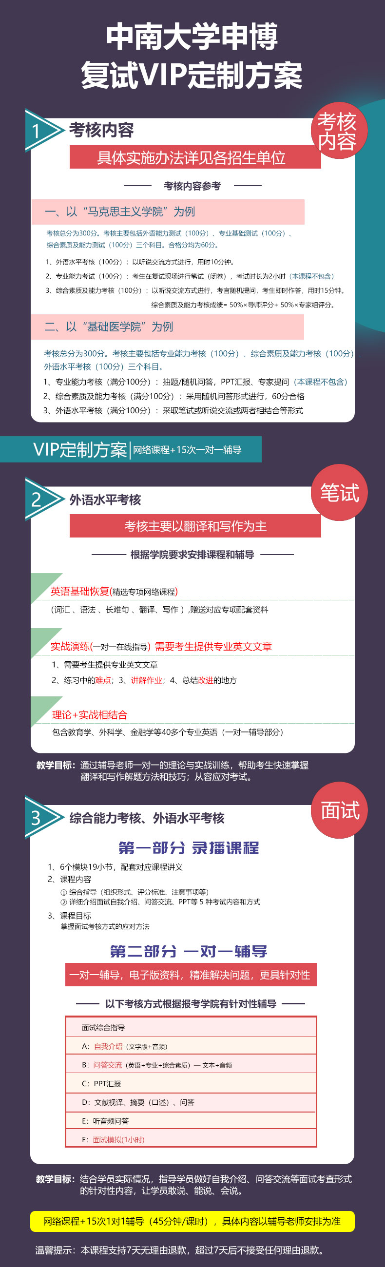 中南大学博士申请考核制复试VIP定制辅导班 15次一对一辅导