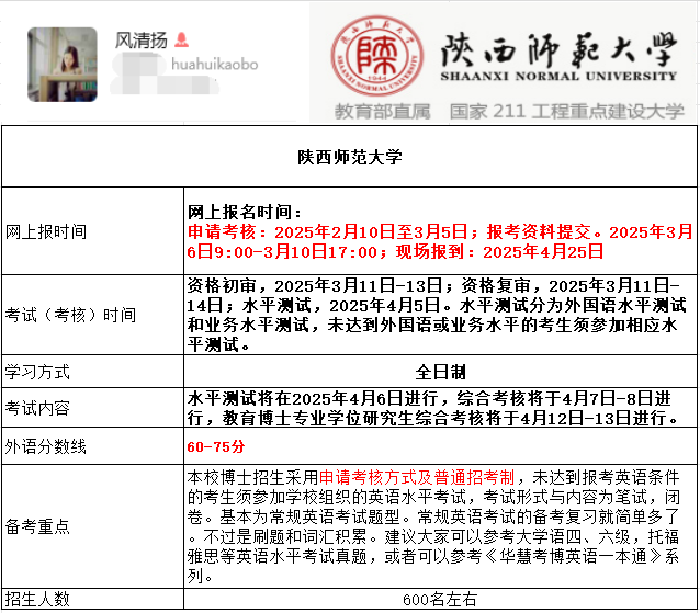 2026年陕西师范大学考博报名时间、考试内容及备考重点