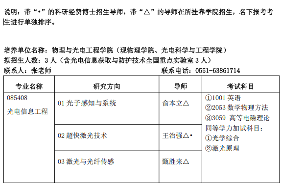 安徽大学2026年全日制电子信息工程博士专业学位研究生招生专业目录