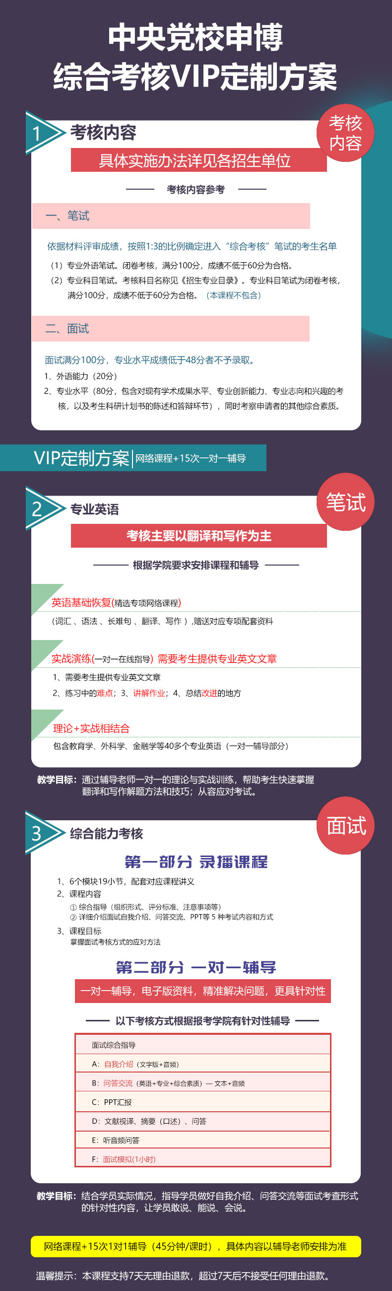 中央党校博士招生综合考核VIP定制方案15次1对1辅导
