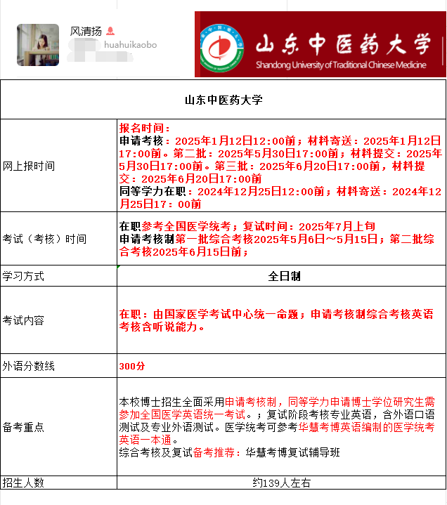 山东中医药大学2025年考博报名时间、考试内容及备考重点